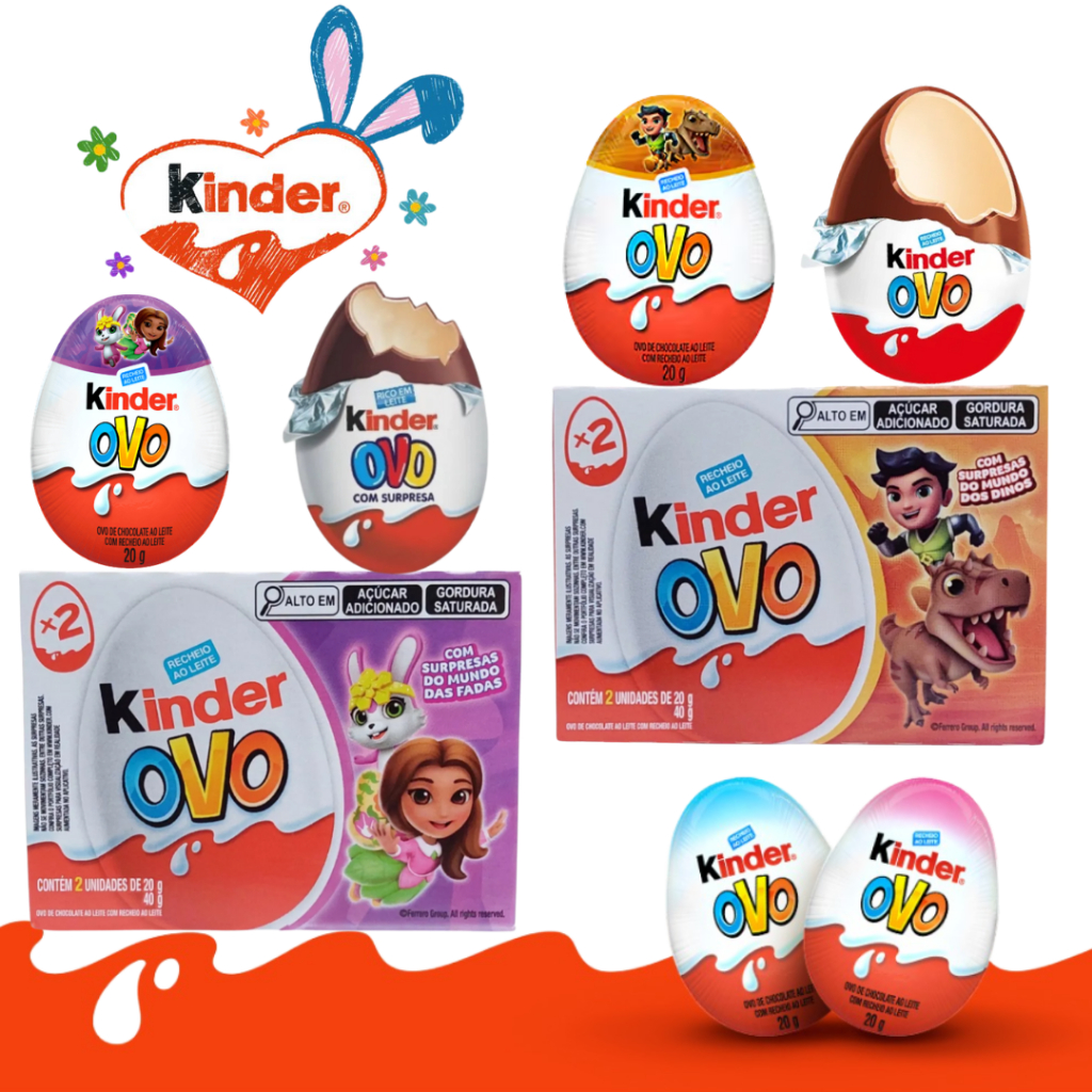 Chocolate Kinder Ovo com Recheio ao Leite Meninos e Meninas c/Surpresa