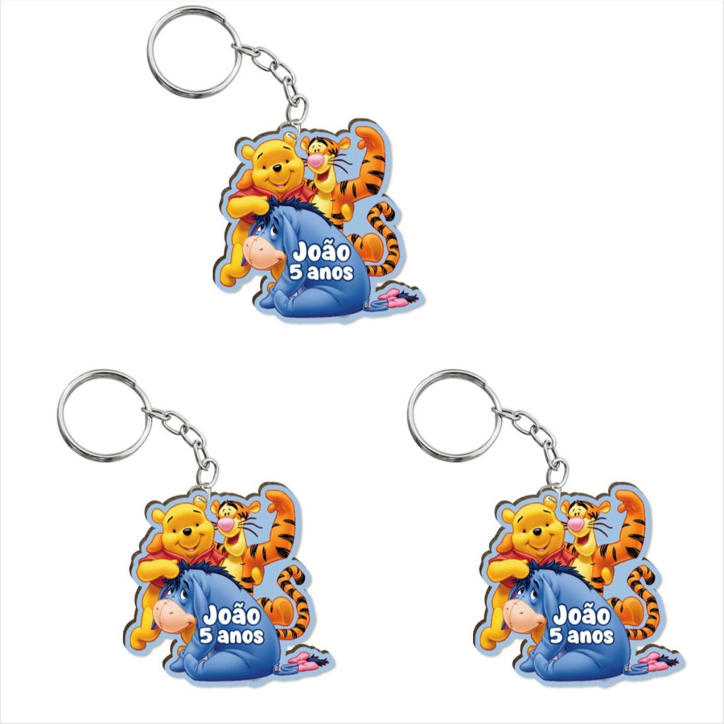 Chaveiro Personalizado Ursinho Pooh em MDF Lembrancinhas, festas, eventos em Oferta na Shopee