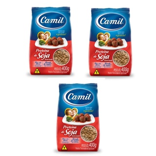 Kit 03 pcts Proteína de Soja Texturizada Escura Camil 400g  cada - Sem Glúten, Vegano em Oferta na Shopee