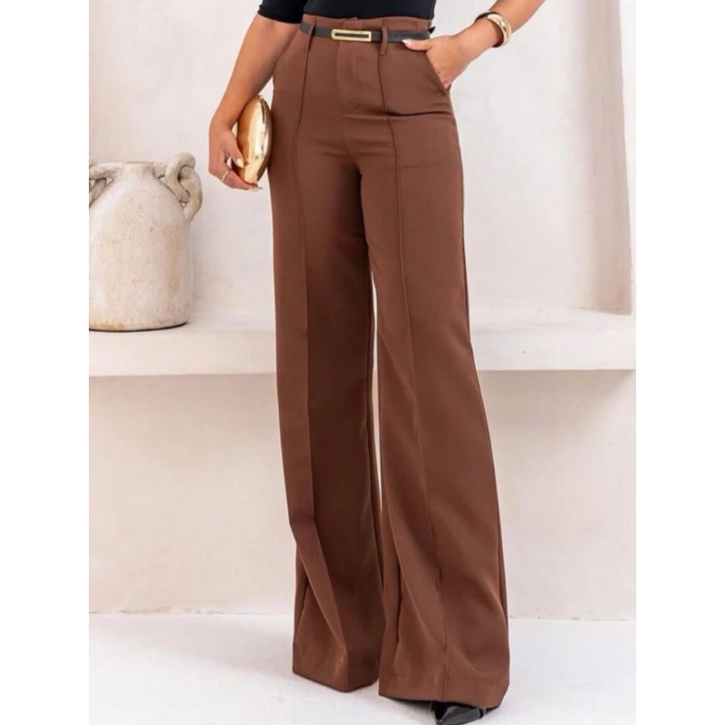 calça feminina alfaiataria pantalona com cinto moda elegante fashion