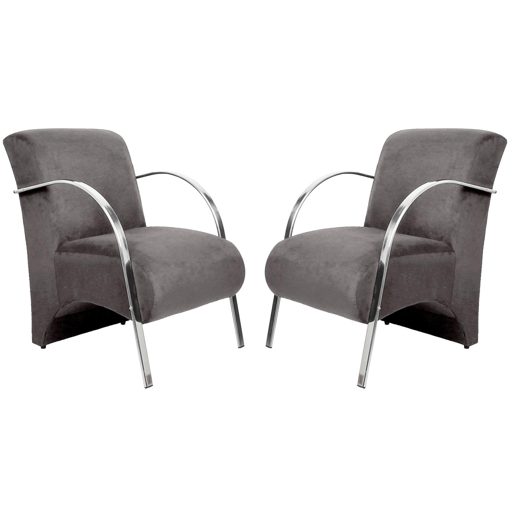 Kit 2 Poltrona Decorativa Predoli Braço de Alumínio Suede, Recepção, Sala, Quarto, Barbeiro, Consultório em Oferta na Shopee