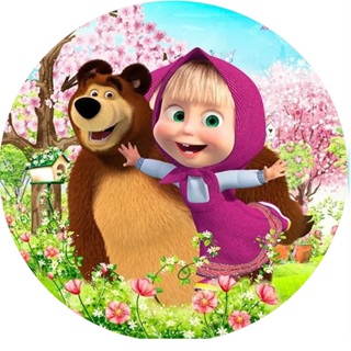 Painel Redondo Sublimado Festa Tema: Masha e o Urso 01 em Oferta na Shopee