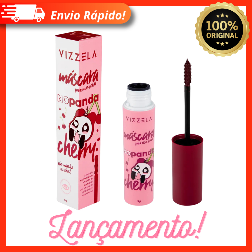 No Panda Cherry Bordô Vizzela Original - Máscara Para Cílios Rímel 100% Original
