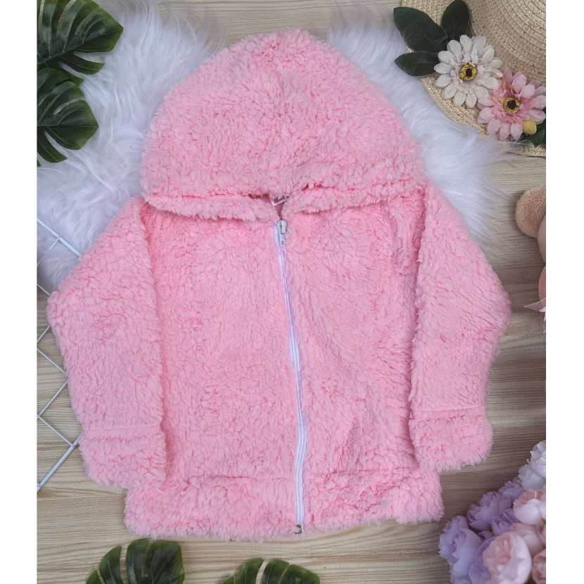 Blusa de frio Juvenil infantil Casaco teddy Menina e menino pelinhos carneirinho Jaqueta com touca