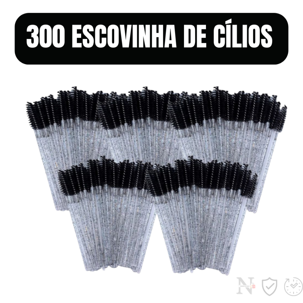 Kit 100 a 600 Escovinhas com Glitter de Cilios e Sonbrancelha para Extensão e Alongamento