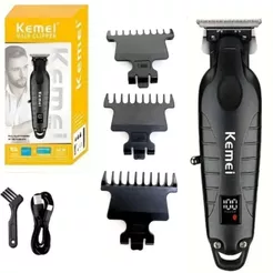Máquina De Acabamento Profissional Original Kemei Km 2293 Com Visor LCD Barbeador Elétrico - Bivolt