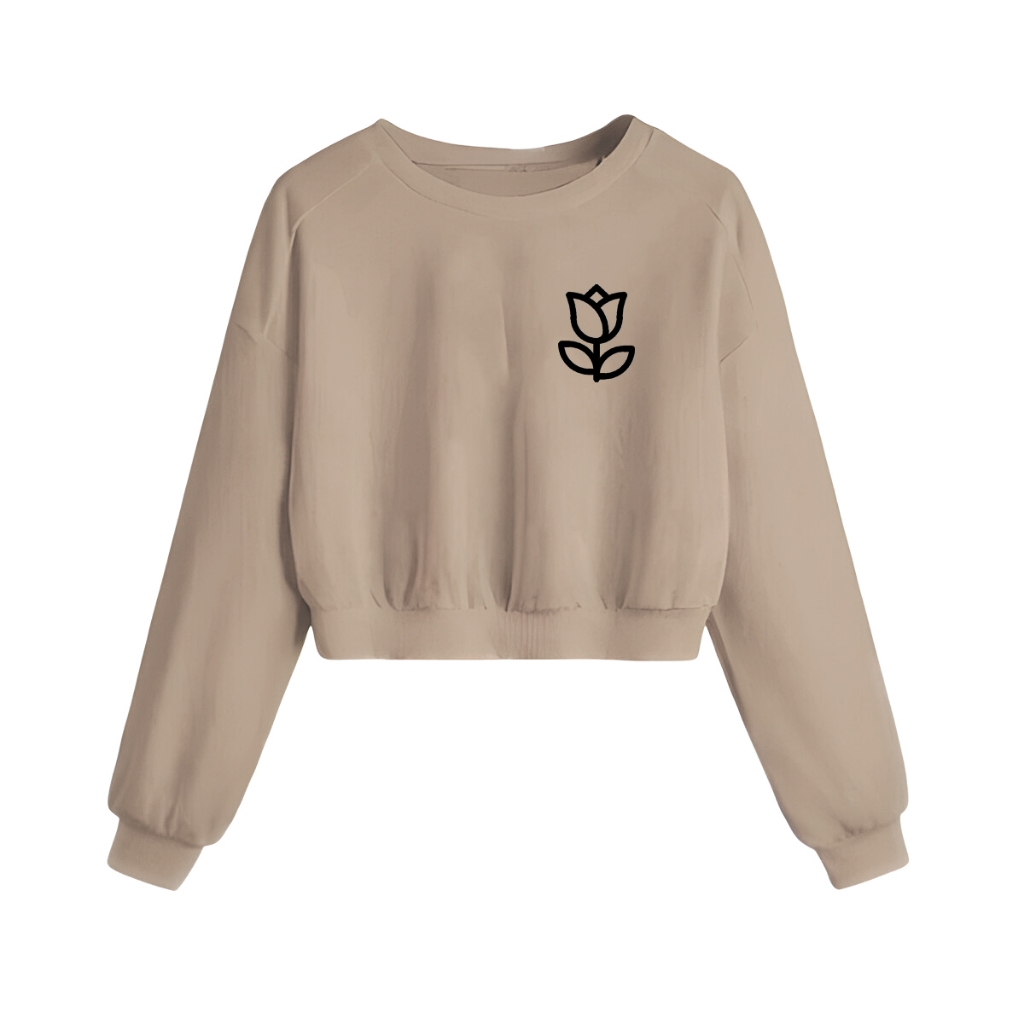 Moletom Agasalho Cropped Estliso Confortavel Estampa Rosa/flor