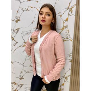 Casaco Liso Botões casaquinho Básico Elastano Blusa de frio Trico Tricot Manga Longa Basico. em Oferta na Shopee