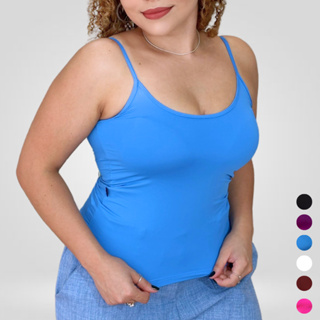 Blusa Regata Feminina Alcinha Premium Fina Poliamida Com Bojo em Oferta na Shopee