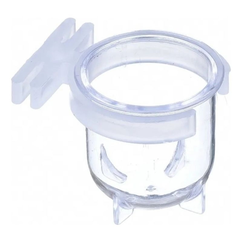 kit 6 Porta Vitamina Cristal Comedouro Pequenos malha fina 14ML coleiro tiziu papa capim curio