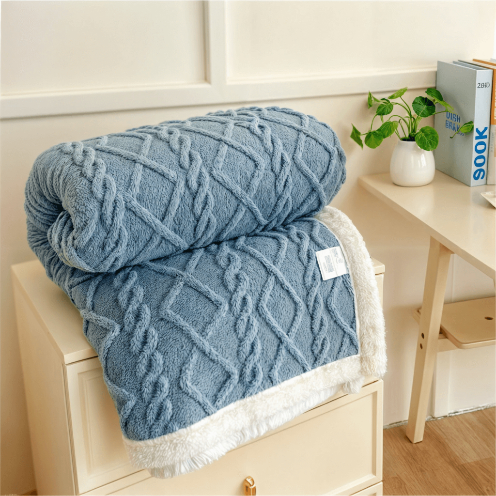 Cobertor Manta Glamour Com Sherpa Lã De Carneiro Casal Dupla Face 1,90 x 2,10 Super Macia