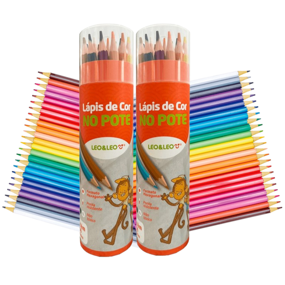Lápis De Cor 24 Cores No Pote Com 1 Ou 2 Potes De Lápis Para Colorir E Pintar
