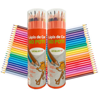 Lápis De Cor 24 Cores No Pote Com 1 Ou 2 Potes De Lápis Para Colorir E Pintar