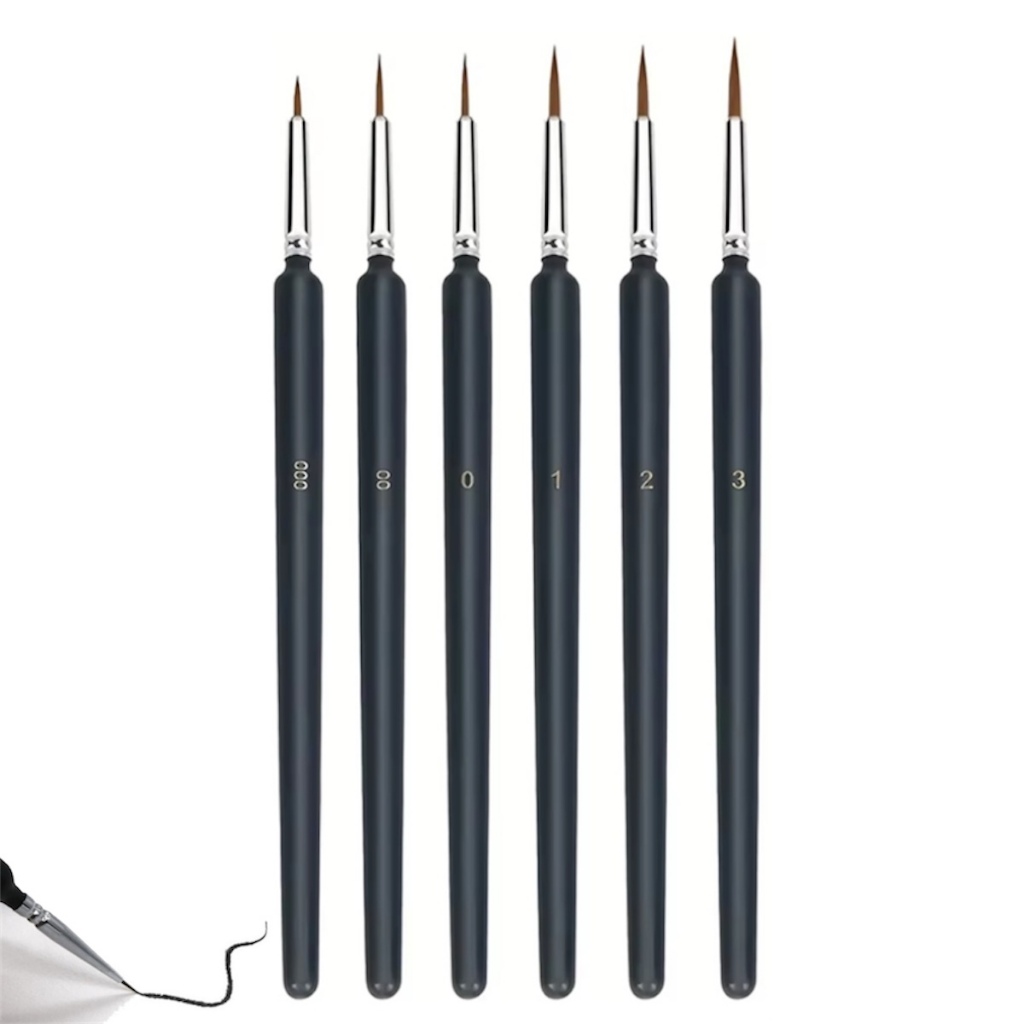 Kit 6 Pinceis Traços Finos Pintura Em Tela Aquarela Modelismo