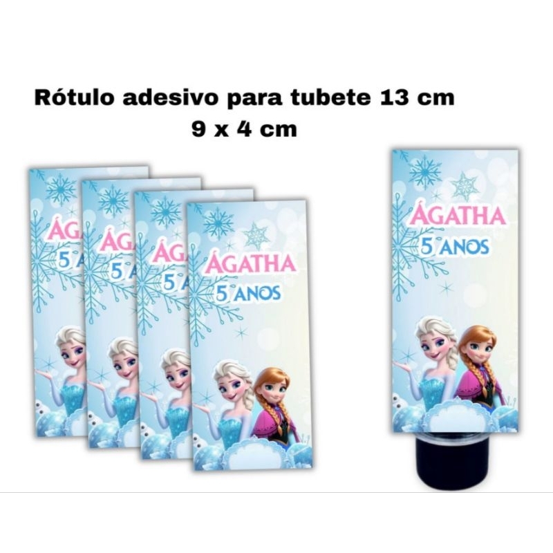 Rótulo Adesivo para Tubete Frozen 9x4 cm 20 UNIDADES