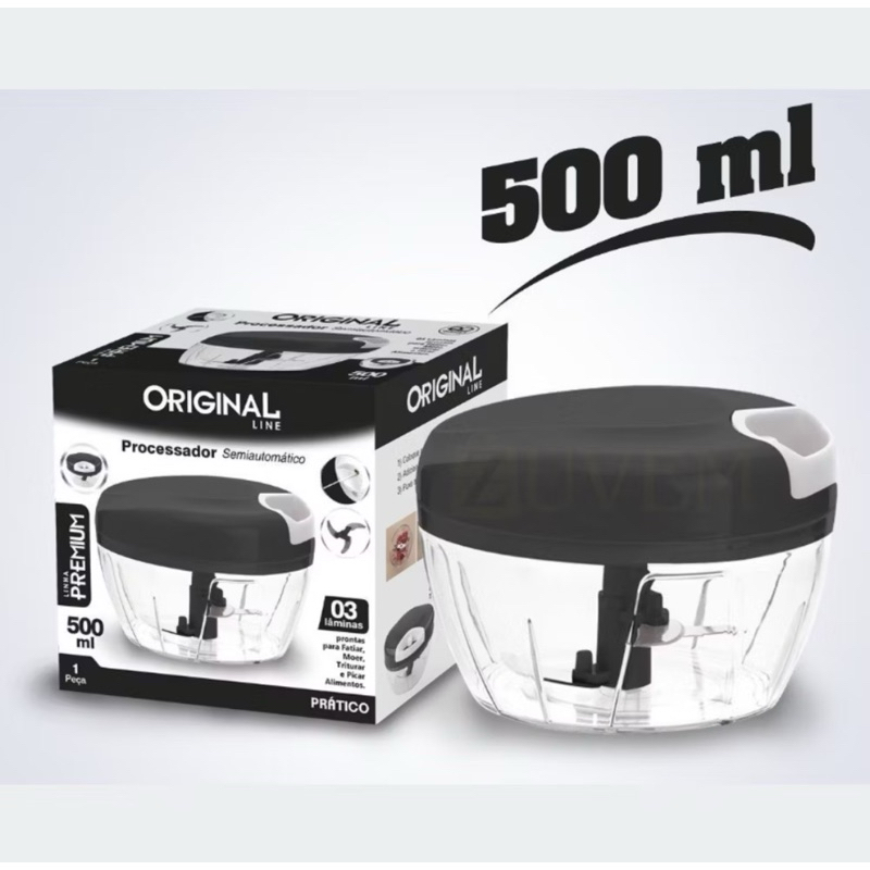 Processador  De Alimentos Manual Triturador de 500ML 3 lâminas em Oferta na Shopee