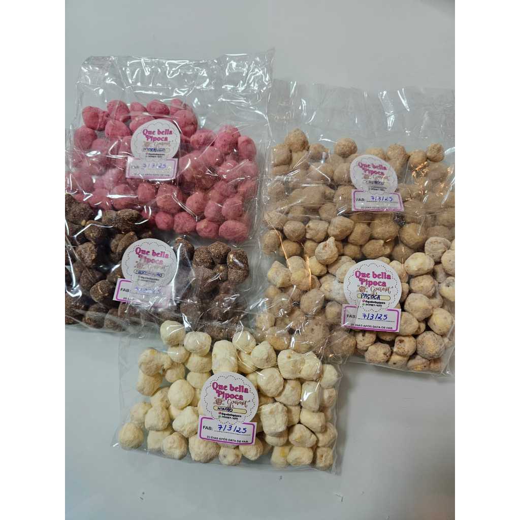 Que bella Pipoca Gourmet/lembrancinhas/kit degustação  500G com  5 sabores em Oferta na Shopee