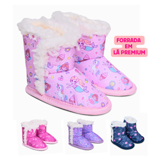 Pantufa Botinha Bebê e Infantil Menina 13/14 ao 23/24 Forrada Em Lã Solado Antiderrapante em Oferta na Shopee