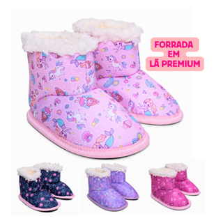 Pantufa Botinha Infantil Menina 21/22 ao 33/34 Forrada Em Lã Premium Solado Antiderrapante em Oferta na Shopee