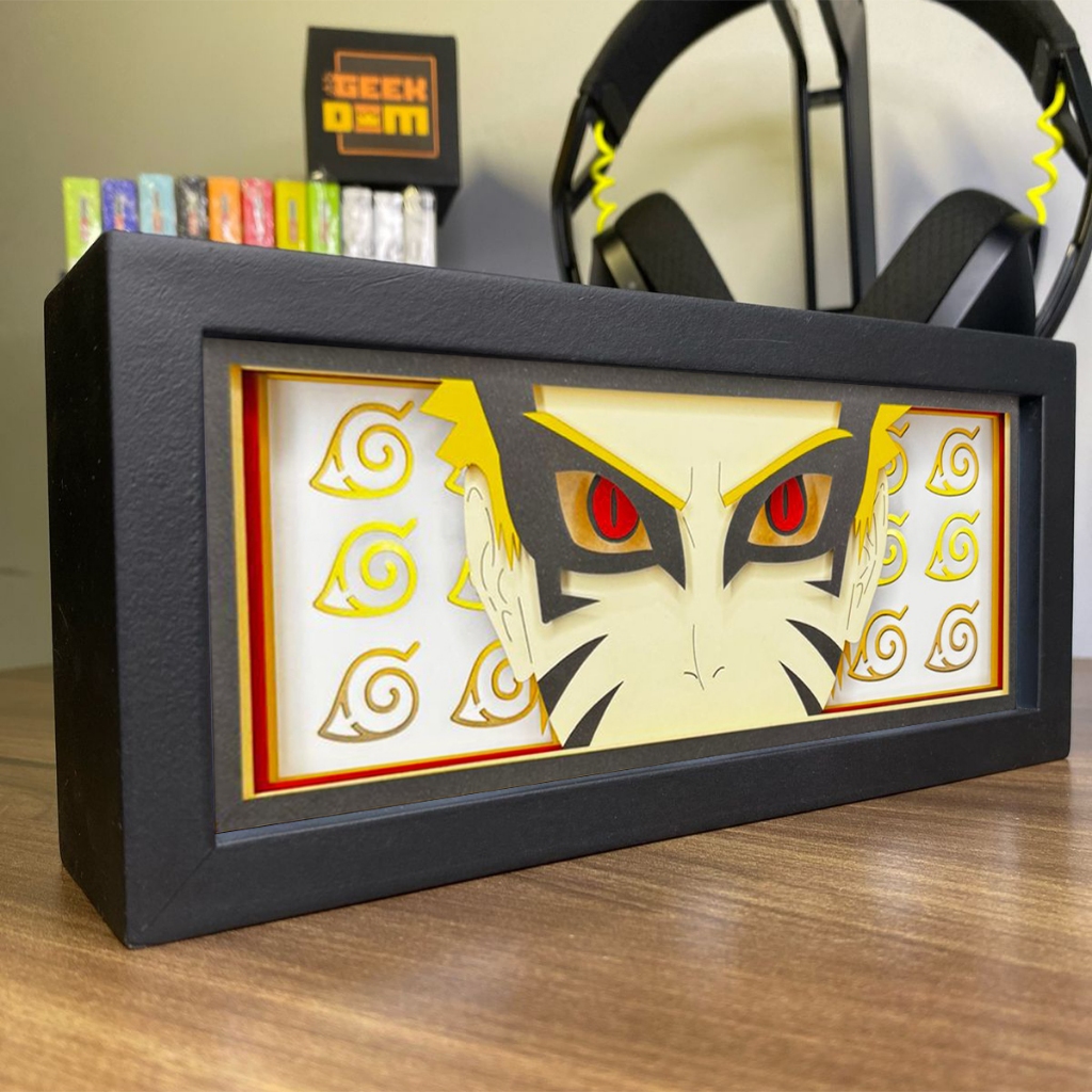 Luminária Lightbox Anime 3D LED Decoração de Mesa PC Gamer Naruto Uzumaki Naruto Baryon