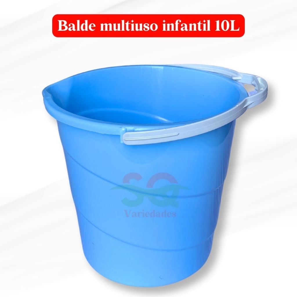 BALDE PLÁSTICO INFANTIL 10 LITROS  AZUL ROSA ALÇA ANATÕMICA REFORÇADA COM BICO DOSADOR