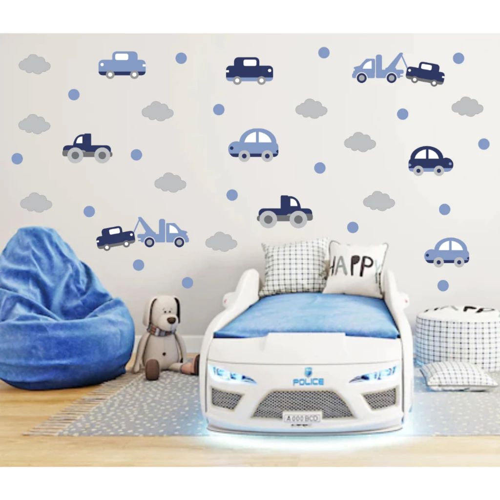 Kit Adesivo de Parede Carros - Papel de Parede Carrinhos Quarto Infantil