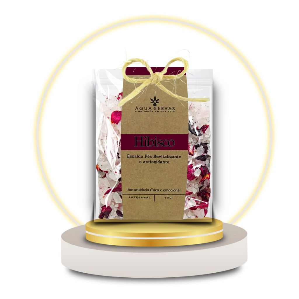 50 Escalda Pés Flor de Hibisco - Ervas Naturais Fragrância Irresistível Ideal p Festividades | Pacotes - 60g
