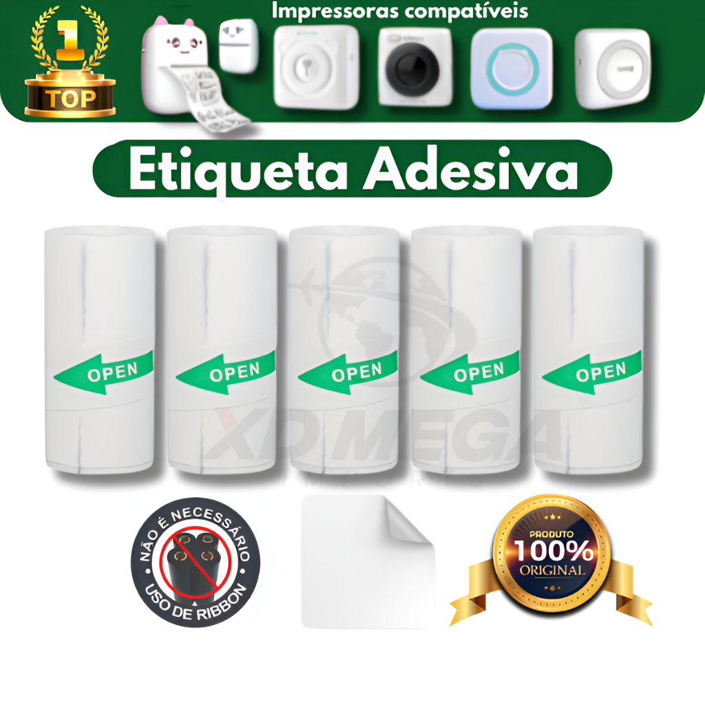 5 rolos etiqueta adesiva para impressora gatinho Continua Branco Rolo Para Mini Impressora Portátil em Oferta na Shopee