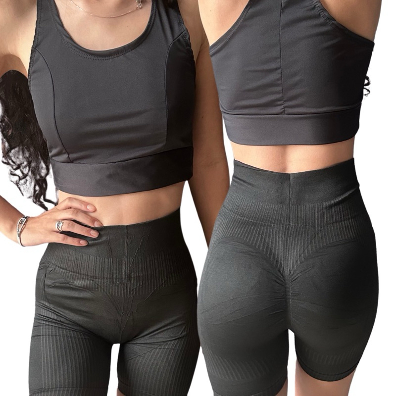 Conjunto Fitness Feminino Top + Short Roupas De Academia Ginástica Suplex