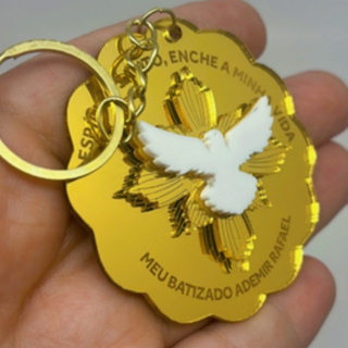 Kit Chaveiro Espírito Santo Personalizado – Lembrança Especial para Batizado! em Oferta na Shopee