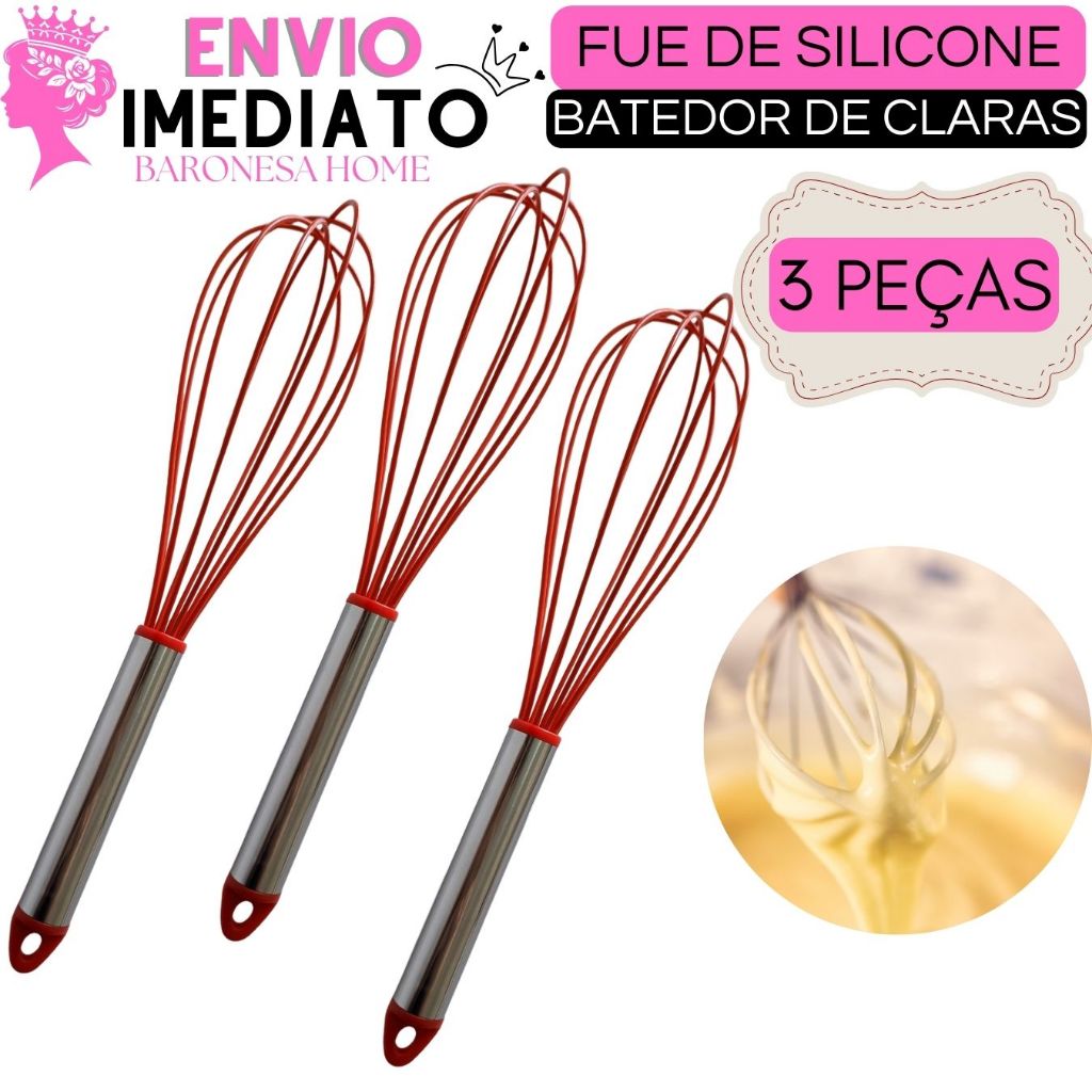 Fuê Batedor Silicone Manual Para Bolos e Receitas Confeitaria Para Massas Batedor de Ovos Claras em Neve Fouet