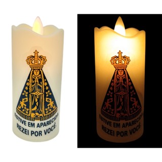 Kit 2 Velas De Led Nossa Senhora Aparecida Chama Viva + Pilhas AA
