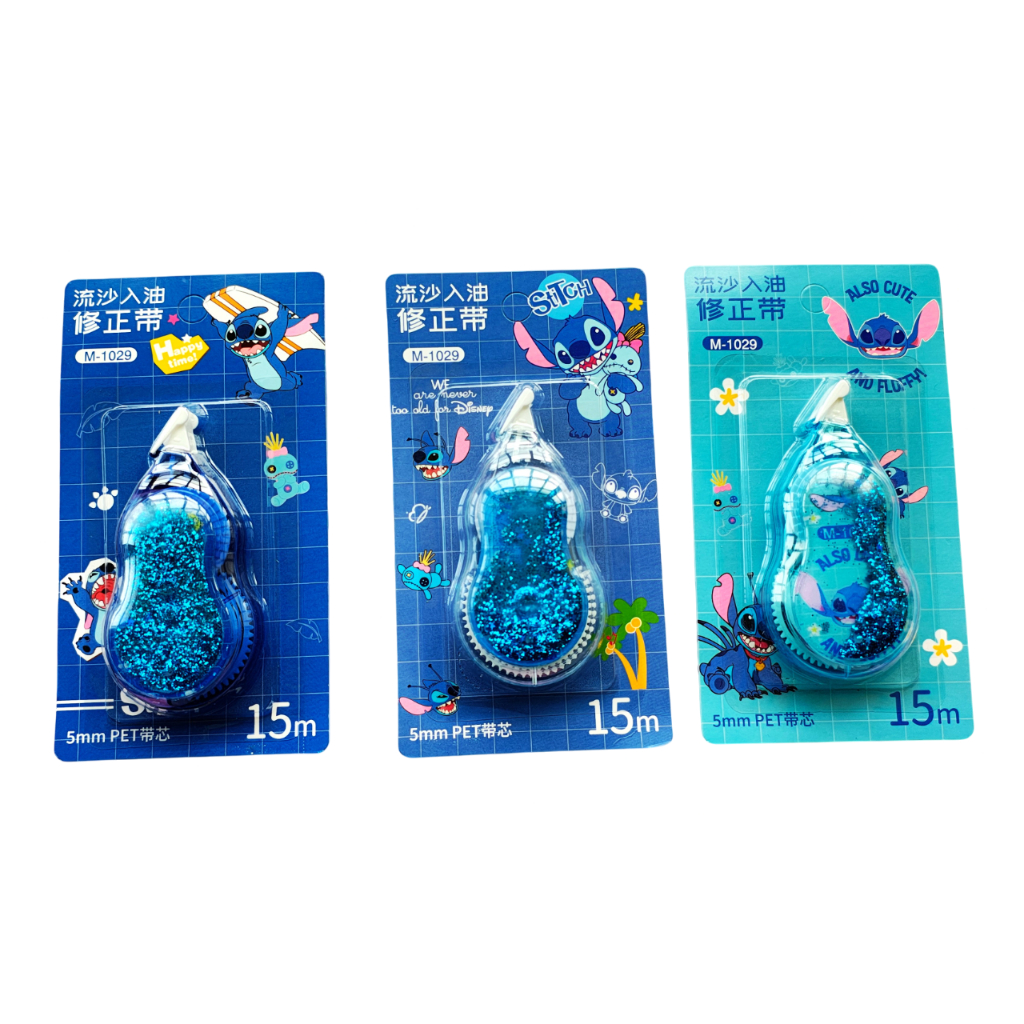 Corretivo fofo com glitter do Stitch, material escolar, papelaria fofa