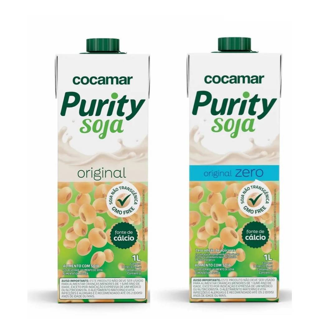 Bebida Vegetal Purity Leite de Soja Original e Zero (caixa com 6 unid.) em Oferta na Shopee
