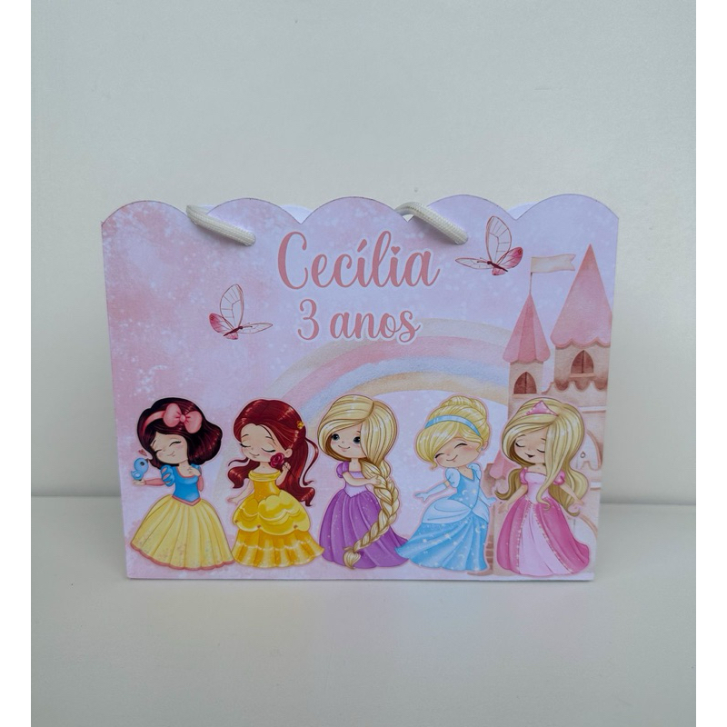 Sacolinha Princesas Aquarela Cute Personalizada Pegue e Monte Lembrancinha (Informe Nome e idade no chat)