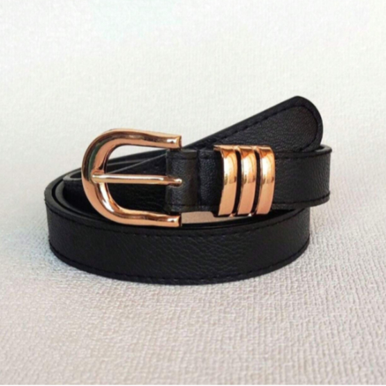 Cinto feminino com fivela dourada importado2.5CM圆头3杆 em Oferta na Shopee