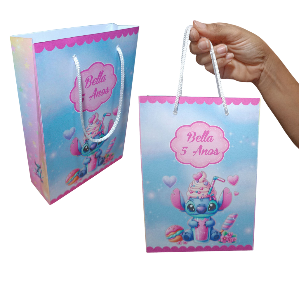 Kit Sacolinhas Surpresa Personalizadas Stitch Festa de Aniversário Lembrancinhas