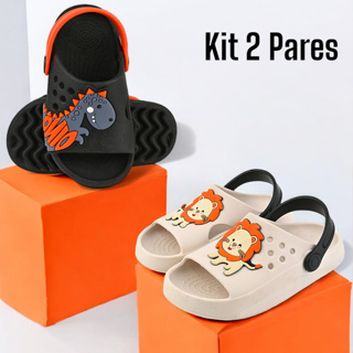 Kit 2 Pares Sandália Infantil Masculina Confortável Papete Original Antiderrapante Dia das Crianças em Oferta na Shopee