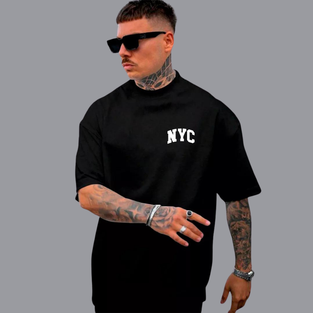 Camisa Camiseta 100% Algodão Oversized Streetwear Skatista NYC Blusão Larga Blusa
