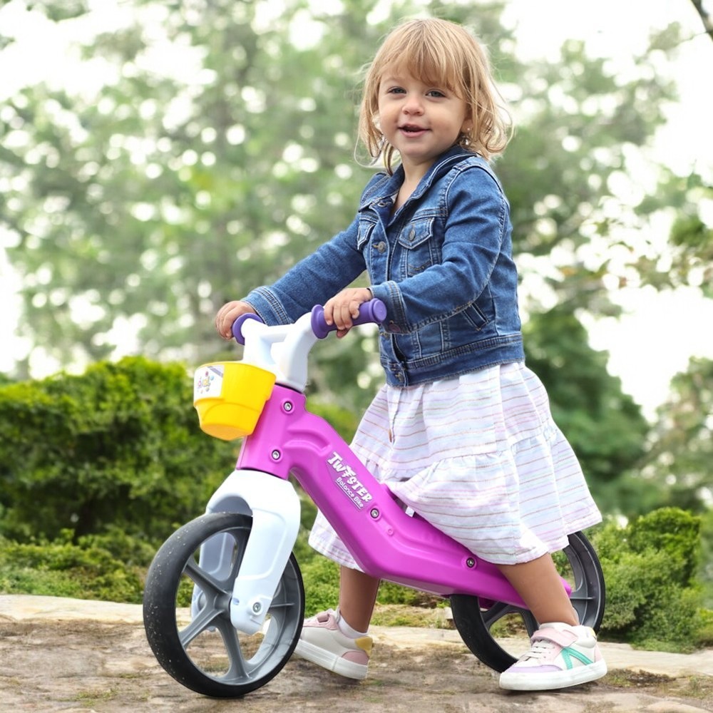 Bicicleta Equilíbrio Infantil Andador Sem Pedal 4 Rodas Bebê Buba Criança Rosa Azul