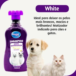 Shampoo Pet Branqueador Matizador Natural Para Cães e Gatos Pelos Claros Brancos Profissional Genial