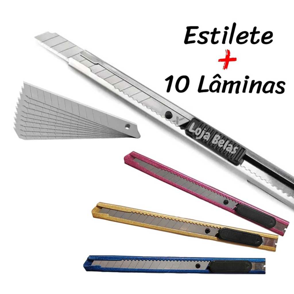 Estilete Estreito de Aço 9mm + lâmina em Oferta na Shopee
