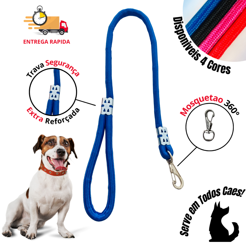 Guia Cachorro Reforçada mosquetão ajustável para cachorro grande Banho e Tosa