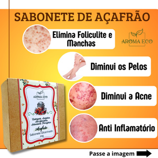 Sabonete de Açafrão para foliculite e depilador 90g - PREMIUM em Oferta na Shopee