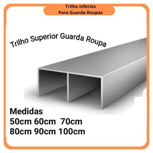 Trilho Perfil Superior de Porta de Correr de Guarda Roupa e Armários Rm-030 50 60 70 80 90 100mts
