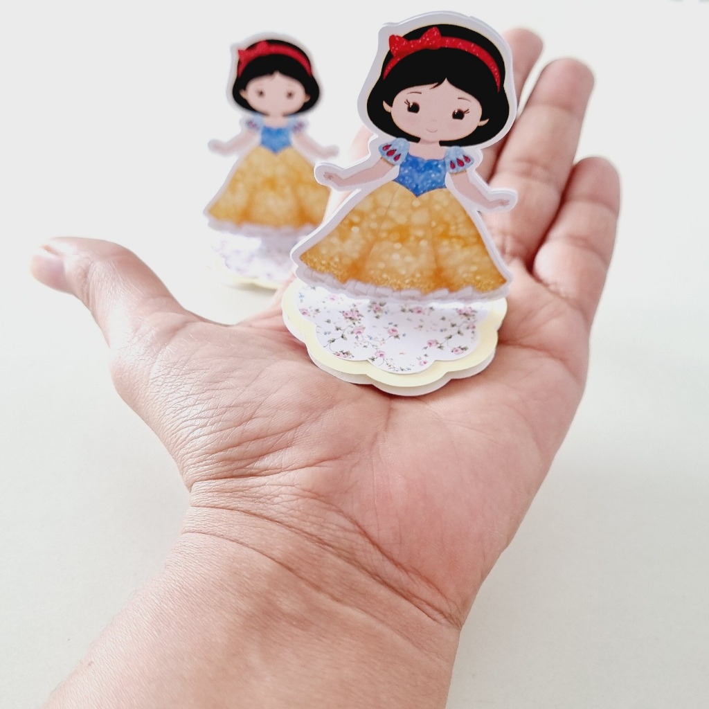 12 Apliques 3D Tema Branca de Neve Personalizado Latinhas Caixa Acrílica Lembrancinha Festa Infantil