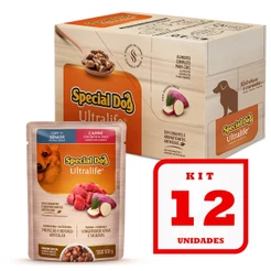 Kit com 12 Sachês Special Dog Senior para Cães sabor Carne com Batata-Doce 12x100g
