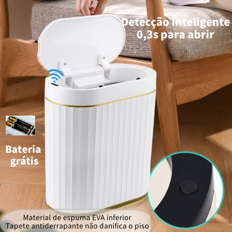 Lixeira com Sensor Automático Inteligente Toque Cesto Lixo Casa Quarto Banheiro Cozinha 10...