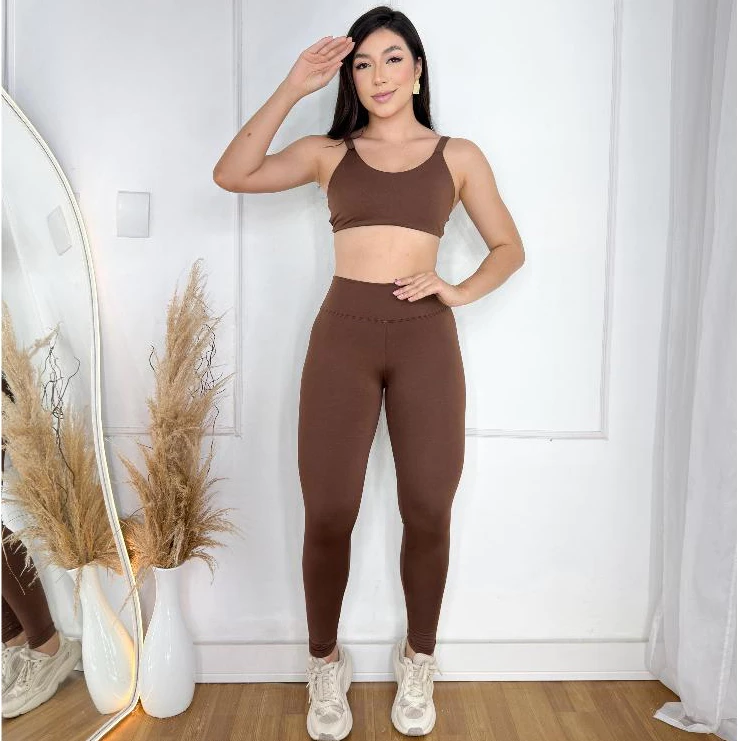 Conjunto de calça feminino BASICA fitness tradicional para Academia e Crossfit Corrida zero transparência PREMIUM — imagem 1