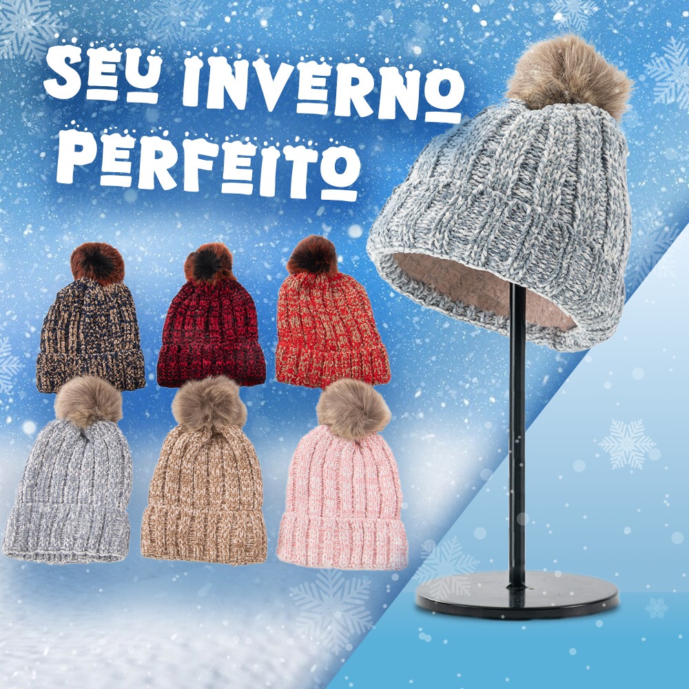 【Desconto 50%】Gorro Touca Feminina Menina Tricotado Quente Fashion MZ5239FM